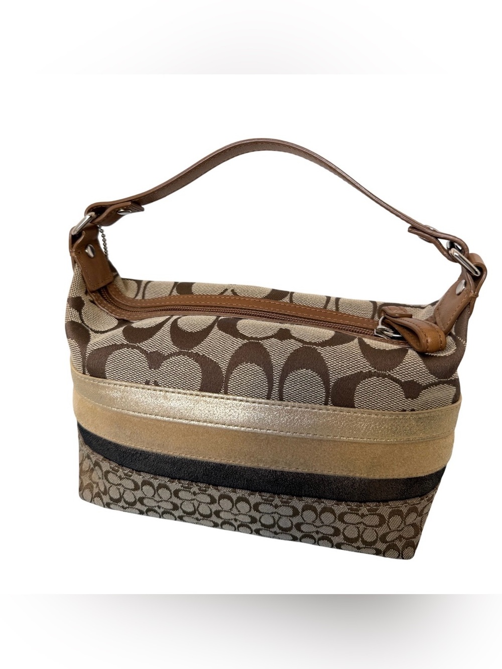 Mini Y2K Coach Signature C Monogram Patchwork Shoulder Bag